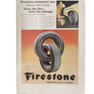 Vintage 1969 Firestone New Sup-R-Belt Tire Ad Advertisements
